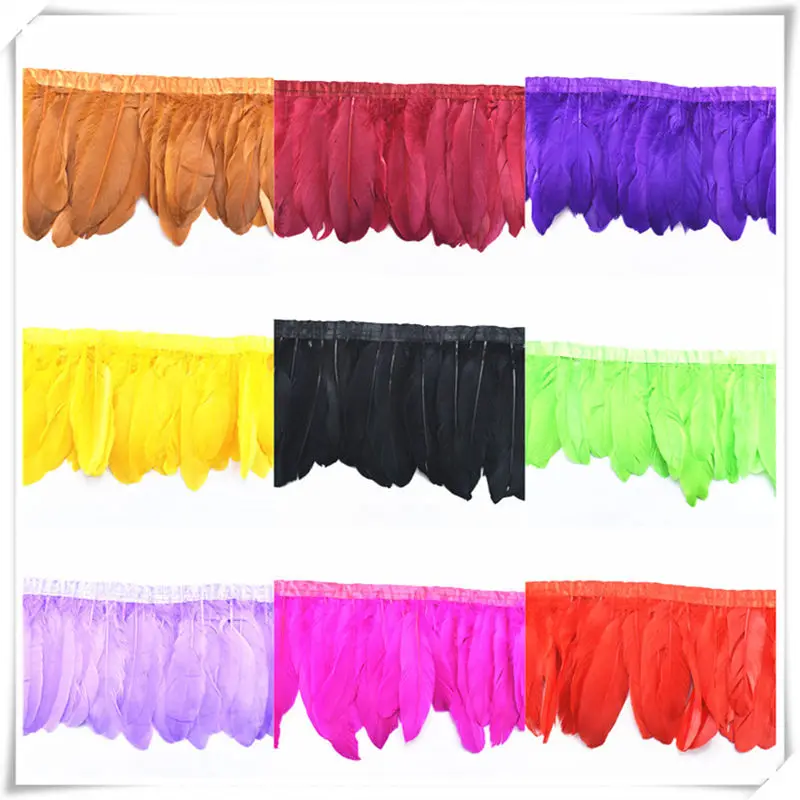 Top High quality Natural dyeing Real Goose Feather Trims 2 Meter/lot DIY for Dress Skirt Cloth Belt decorative Clothing Plumes |