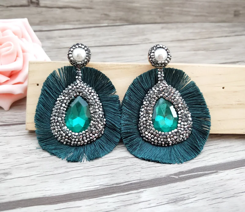 5 пар хлопок шелковые кисточки для серег проложить жемчуг горный хрусталь Шарм