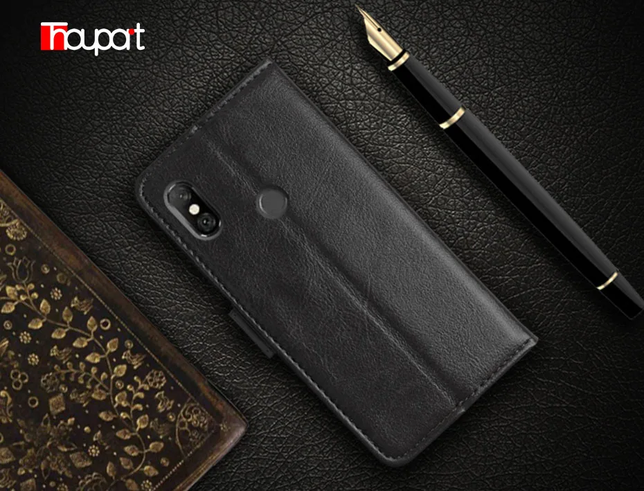 Чехол Thouport для Xiaomi Redmi Note 6 Pro Кожаные чехлы в виде книги кошелек карт Ретро
