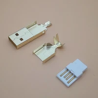 5sets usb 2 0 type a welding type male plug gold plated connectors usb a tail socket 3 in 1 diy adapter
