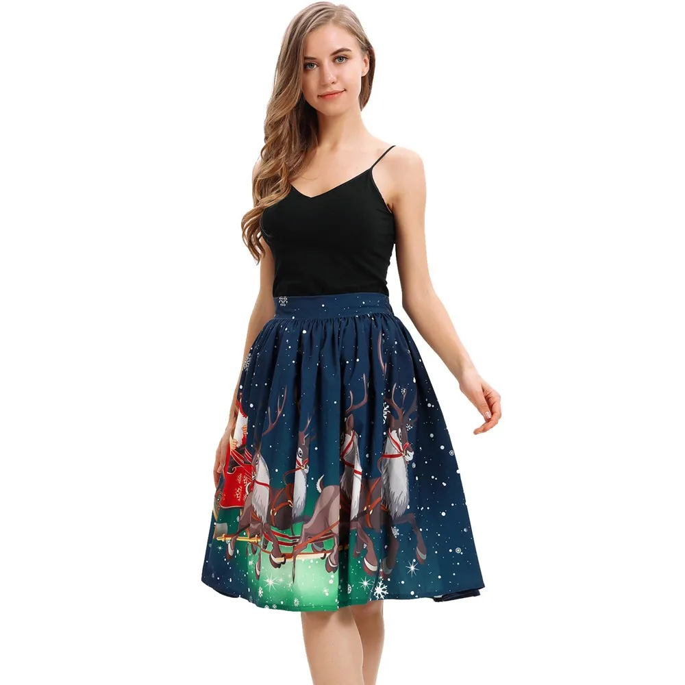 JAYCOSIN S/M/L/XL, Женская юбка, повседневная, Рождественская, с завышенной талией, бальное платье для косплея, Империя, синяя, модная юбка z1102