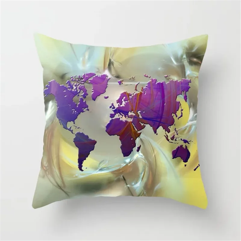 Cushion Covers09 Стиль простой Винтаж карта мира узор чехол для подушки из полиэстера Подушка Чехол домашний декор для автомобиля диван наволочка - Цвет: Cushion Covers09