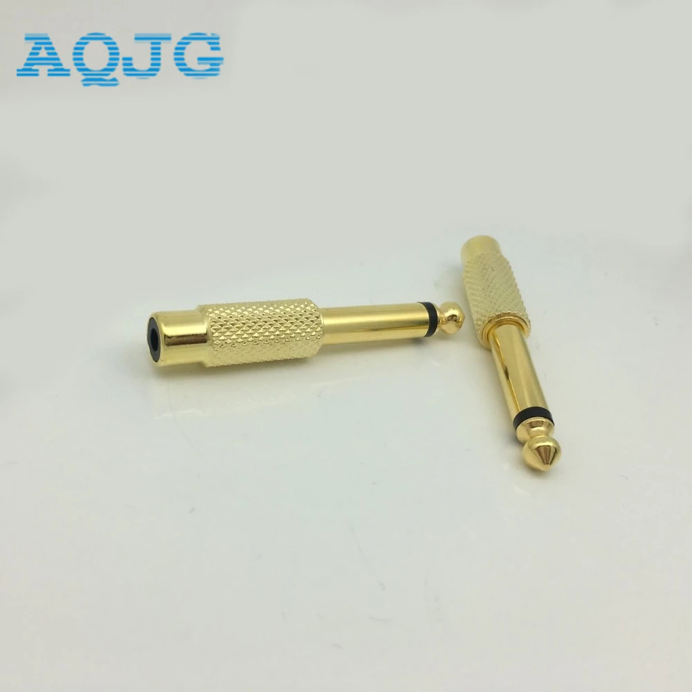 5 шт. золотой адаптер 6 35 мм разъем в Стандартный RCA конвертер адаптеры AQJG |