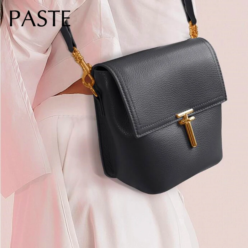 Женская винтажная сумка в форме ведра Bloger маленькая - мессенджер из натуральной