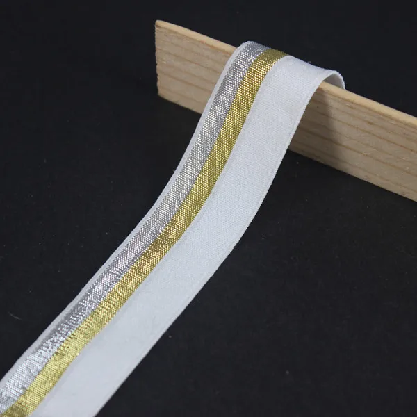 19 мм белая Золотая эластичная стрейч лента для отделки лямки аппликационные