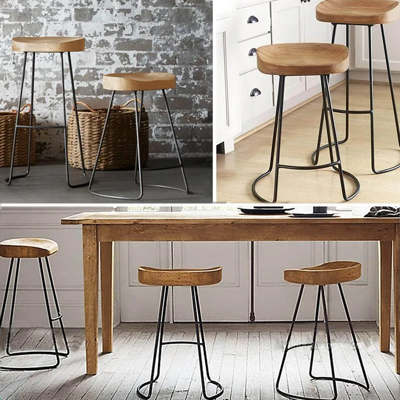 Креативный твердый деревянный барный стул простой стиль домашний