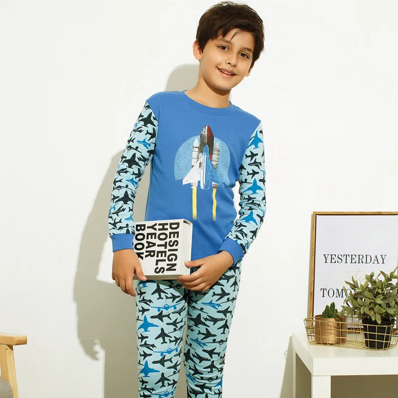 Boy Pajamas Sets Long Sleeve Big Kids Sleepwear Cotton Clothes Suit Pajama pijama home wear nightgown Size 6-10 Years old | Мать и