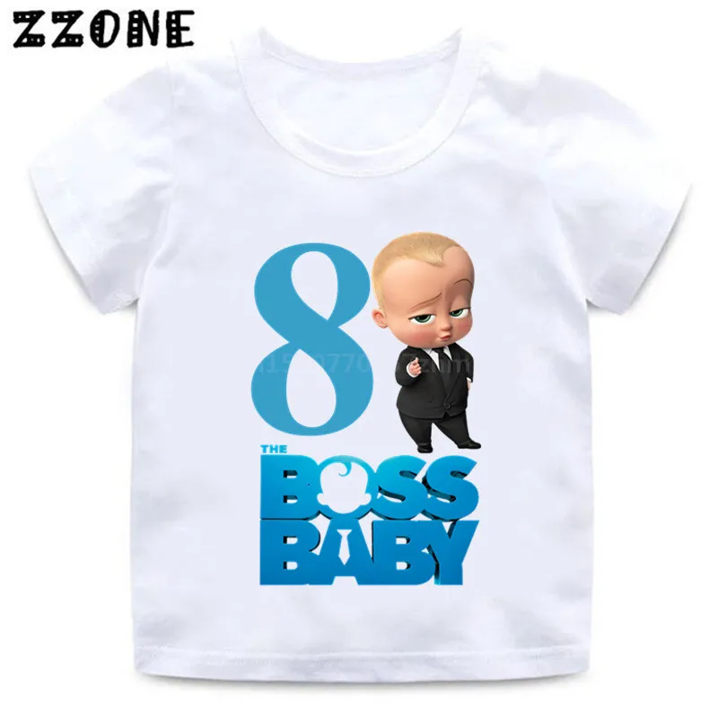whiteH Футболка с принтом «The Boss Baby» для мальчиков и девочек 1-9, детская одежда в подарок на день рождения, Детская забавная футболка с рисунком, HKP5268 - Цвет: whiteH