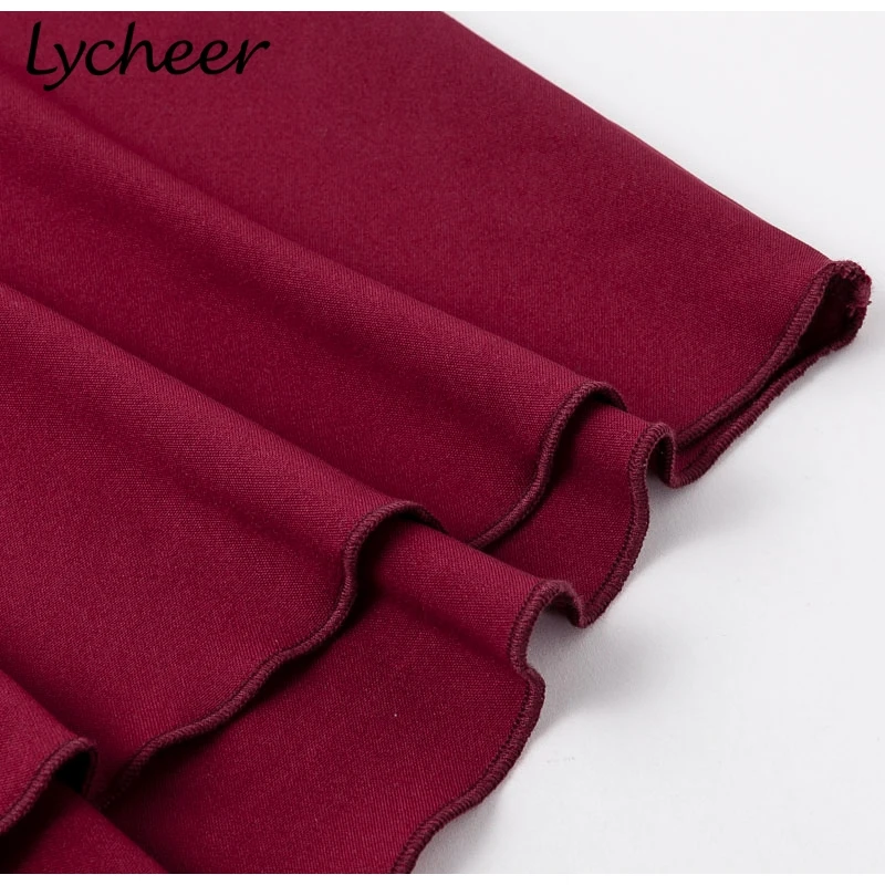 Lycheer размера плюс, женские топы, блузки, рубашка, элегантный гофрированный топ, рубашка, женский короткий рукав, одноцветная, высокая талия, баска, блузка