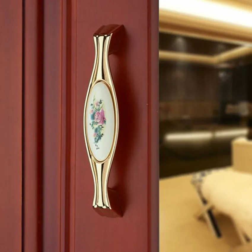 96 мм 128 модный с принтом в деревенском стиле керамические ручки для винного шкафа