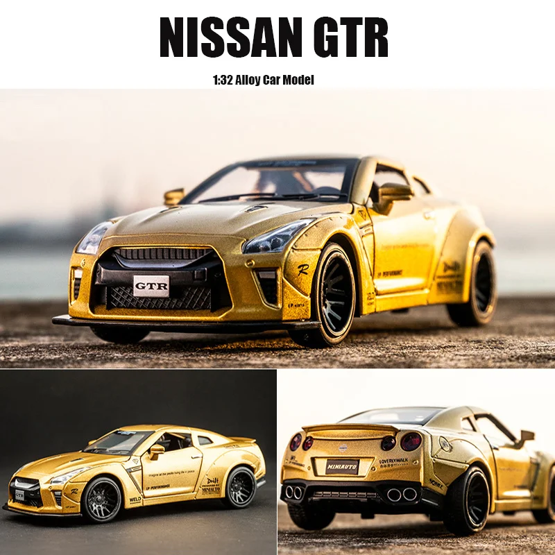 1:32 игрушечный автомобиль Nissan GTR металлическая игрушка гоночный из сплава литой и