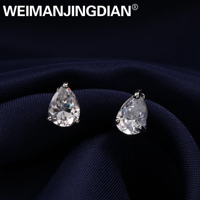 WEIMANJINGDIAN новое поступление белая Золотая цветная слеза кубический цирконий CZ Кристалл серьги гвоздики для женщин