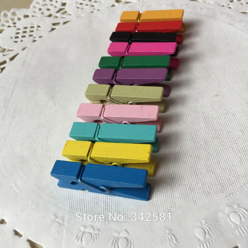 50 шт. Разноцветных Деревянных Мини прищепок для одежды | Деревянный зажим