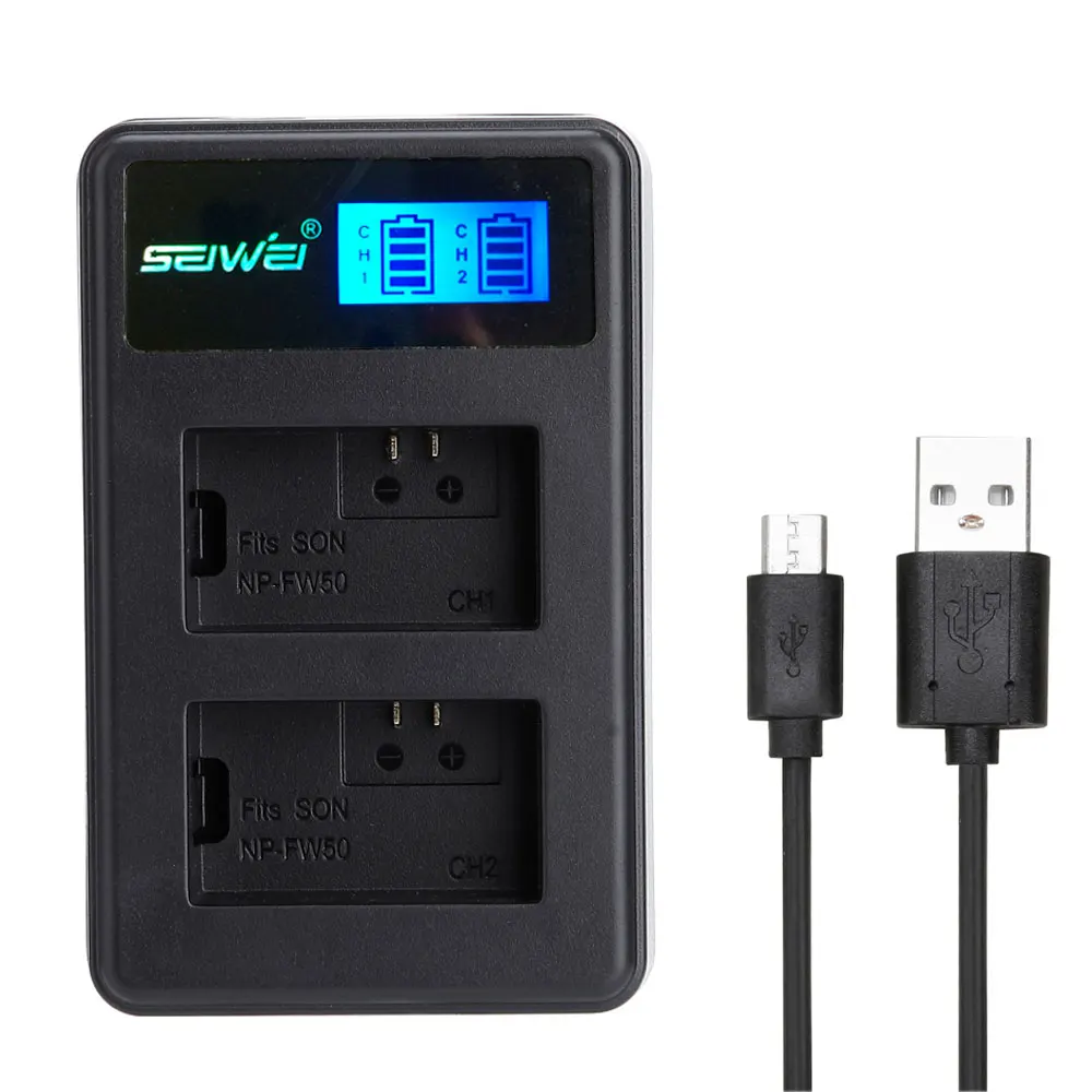NP-FW50 NPFW50 USB Dual Rapid Battery Charger with LED Screen for SONY NEX5T 5100 A6000 A33 A55 A7R | Электроника