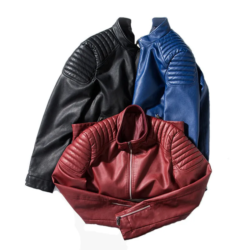 Мужская куртка из искусственной кожи однотонная Повседневная с мехом