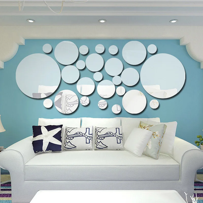 30 шт. зеркальные акриловые наклейки на стену 5 цветов | Дом и сад
