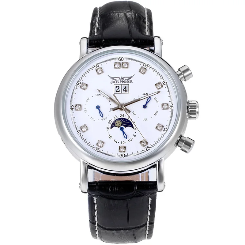 model 1 white JARAGAR Moon Phase Топ бренд для мужчин s механические часы автоматический Турбийон Скелет часы для мужчин календарь Relogio Masculino Прямая поставка - Цвет: model 1 white