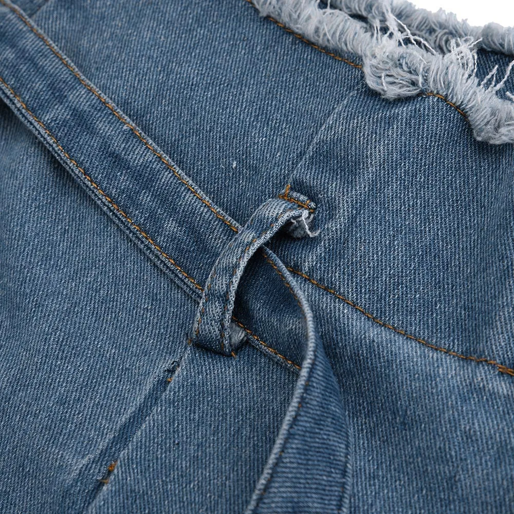 

Women Jeans Trousers high Waisted Casual Loose Bow Bandage Hole Denim Jeans Autumn Stretch Pants Pencil Femme Pants F30