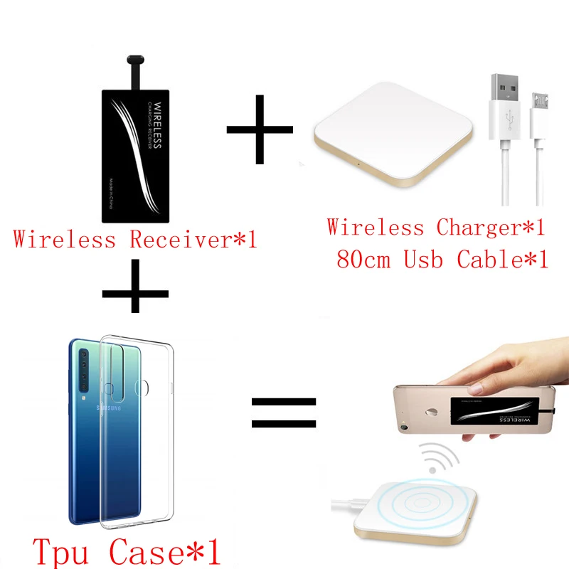 Qi Беспроводное зарядное устройство power Pad для samsung Galaxy A8s A10 A30 A50 power Bank беспроводной зарядный приемник и чехол Hoesje - Тип штекера: 2