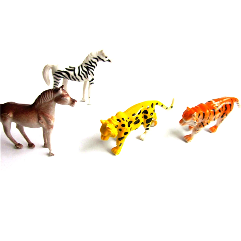 4 шт. пластиковая фигурка животного из зоопарка тигр леопард лошадь Зебра Детские