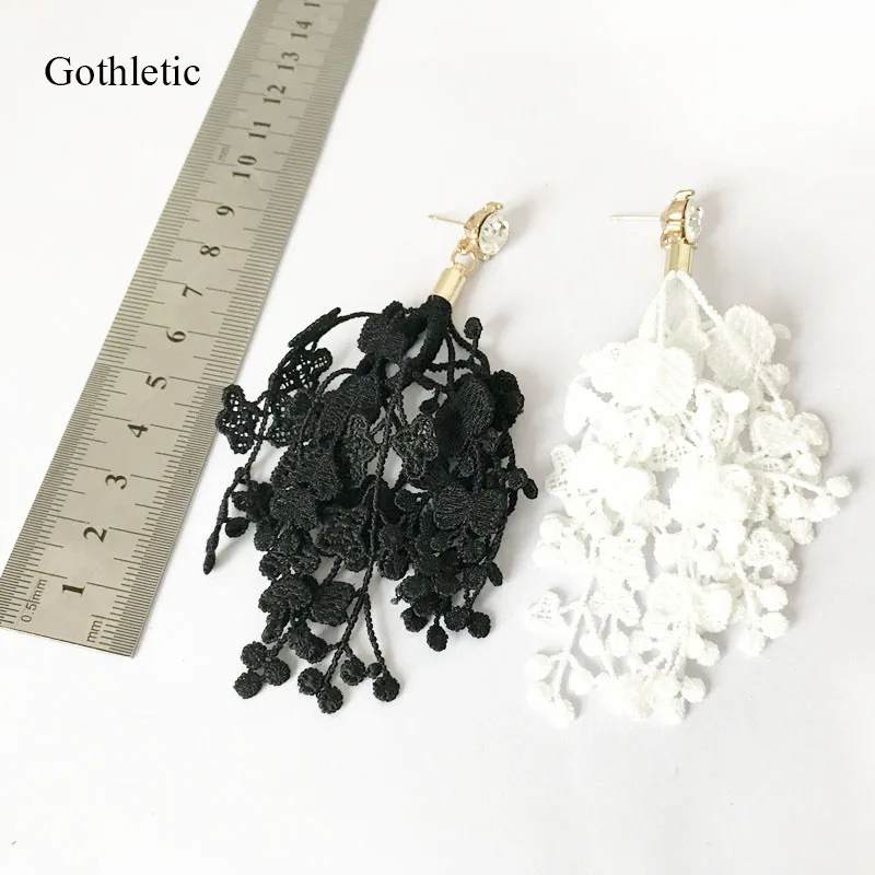 Женские серьги с кристаллами Gothletic романтичные кружевные черного и белого цвета