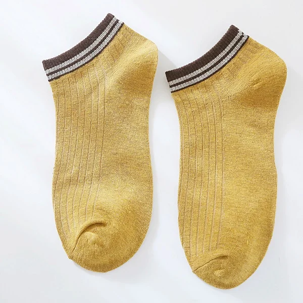 Ginger Socks Harajuku женские короткие носки летние новые винтажные Лоскутные Полосатые короткие носки для девочек женские простые хлопковые носки 6 пар - Цвет: Ginger Socks
