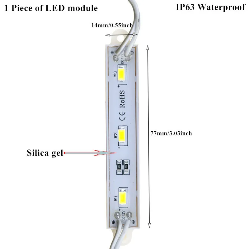 5000 шт. SMD 5630 5730 3 светодиода 12 В постоянного тока светодиодный модуль IP63 IP65
