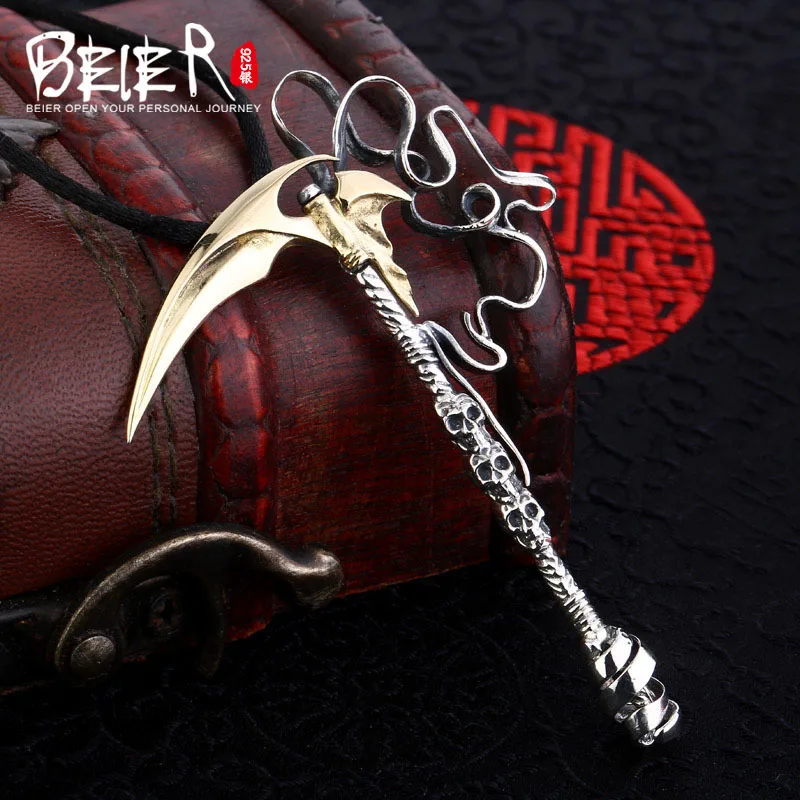 Уникальный дизайн кулон в виде черепа от Beier серп ожерелье модные ювелирные