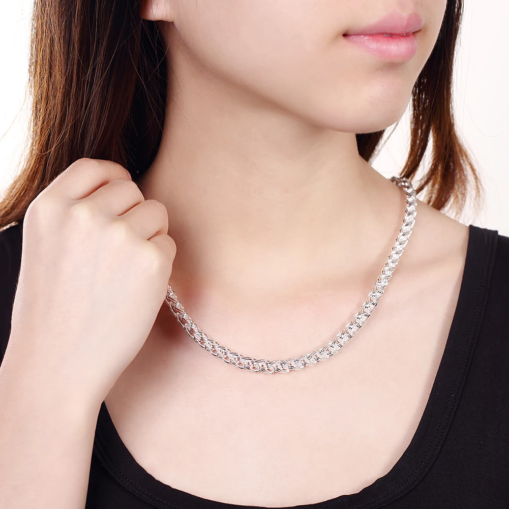 

6MM Wide 20inch Silver Plated Chain Necklace for Women Men Fashion Jewelry Twist Necklaces Unique Style Top Quality