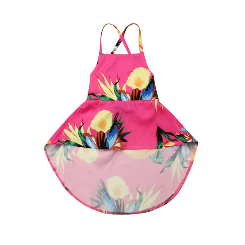 Летние Детское платье для маленьких девочек без рукавов Цветочный принт с низким