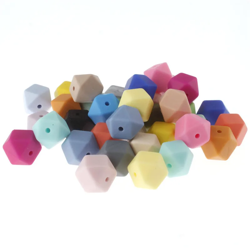 30 шт. силиконовые бусины для прорезывателя зубов 14 мм|beads colorful|silicone beadshexagon silicone beads