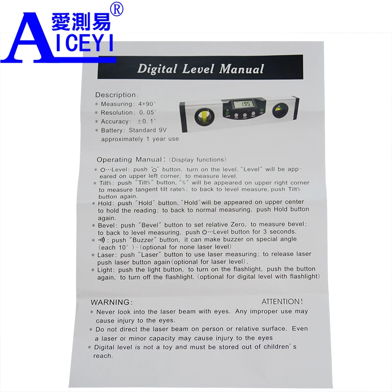 Мм Цифровой спиртовой уровень мм лазерный 200 диапазон измерения 360 градусов