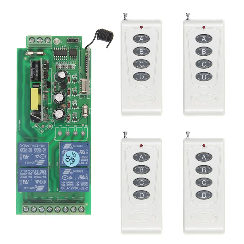 1000 м реле на дальние расстояния 10A AC 220 В 110 в 85 265 4 канала 4CH Беспроводной RF пульт