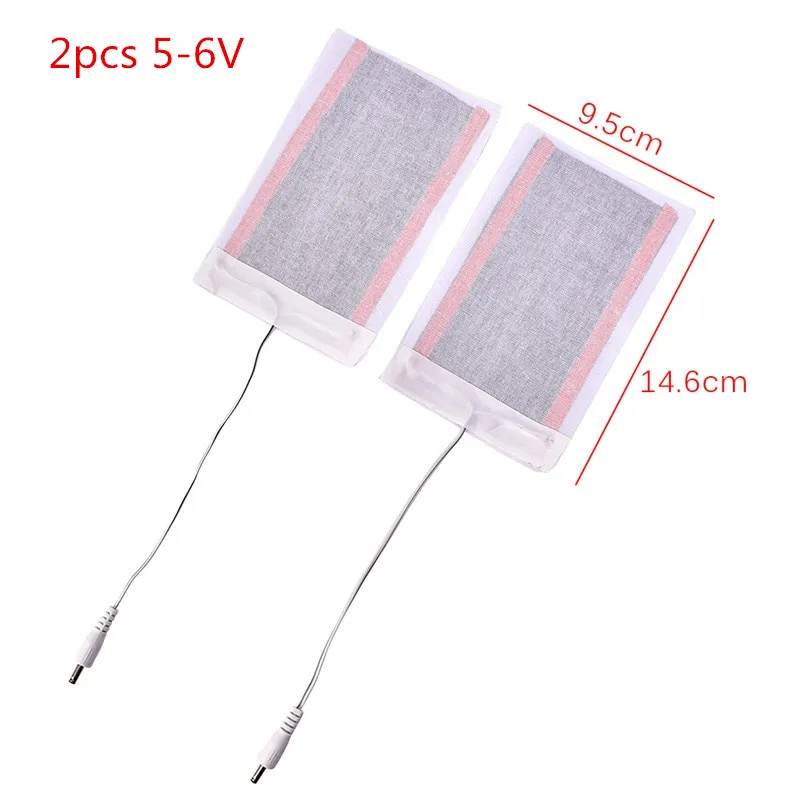 2pcs 5-6V Заряжается от USB, Тепловые колодки Водонепроницаемый углеродного волокна грелку безопасный портативный нагревательный коврик-грелка для обуви Перчатки Материалы - Цвет: 2pcs 5-6V