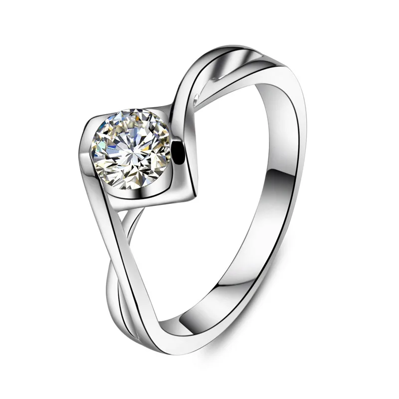 

0.5Ct круглое кольцо, цветной сорт, G-H, моиссанит, женское брачное кольцо, прочное, тестовое, положительное, твердое, 18K 750, белое золото, хорошее ...