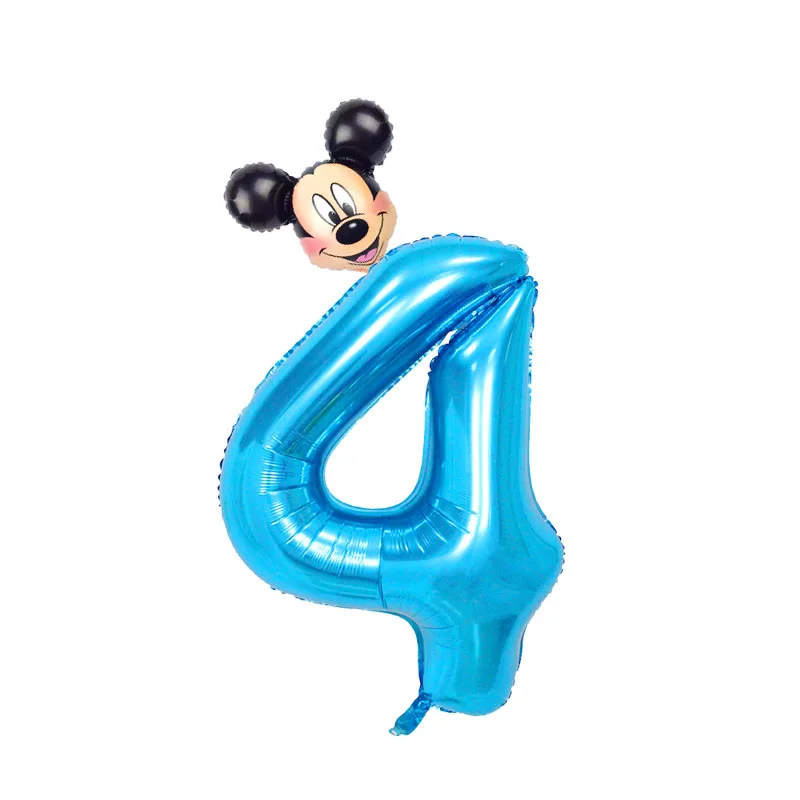 Mickey-4 2 шт./лот 40 дюймов розовый и голубой номер Фольга надувные шары Mickey воздушный шар "Минни" Рисунок От 1 до 5 лет детская футболка для мальчиков и девочек, День рождения деко - Цвет: Mickey-4