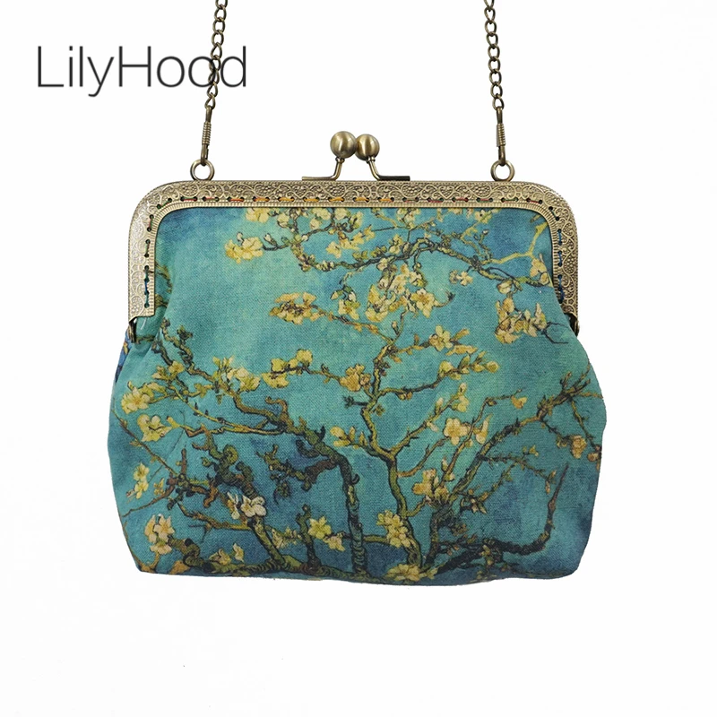 LilyHood 2021 женская сумка через плечо с принтом масляной живописи Kiss Lock картина