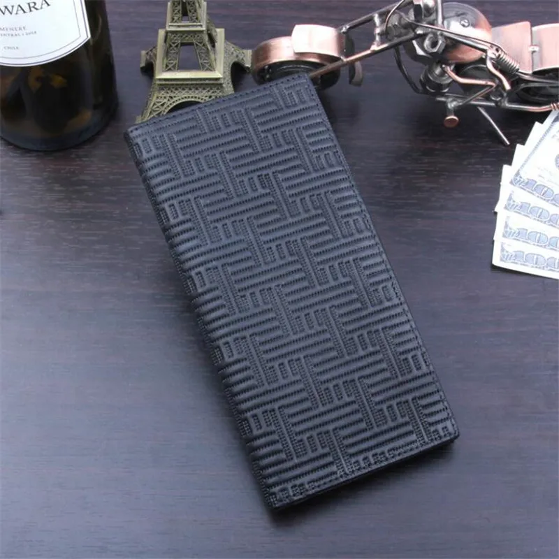 Роскошный брендовый мужской кошелек Длинный из 100% кожи двойной Тонкий деловой