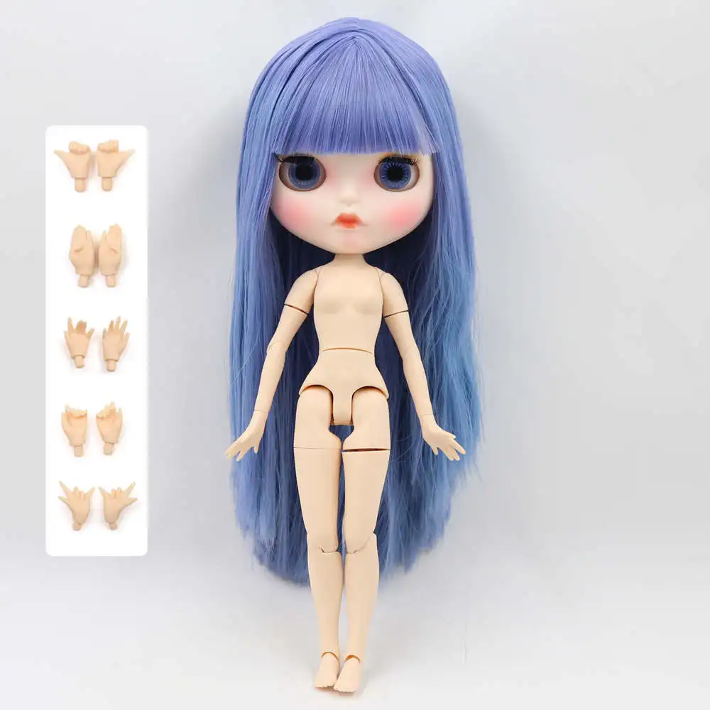 Кукла Blyth 1/6 bjd белая кожа суставное тело цвет сменные фиолетовые прямые волосы матовое лицо с бровями блеск для губ ледяной sd игрушка - Цвет: Зеленый