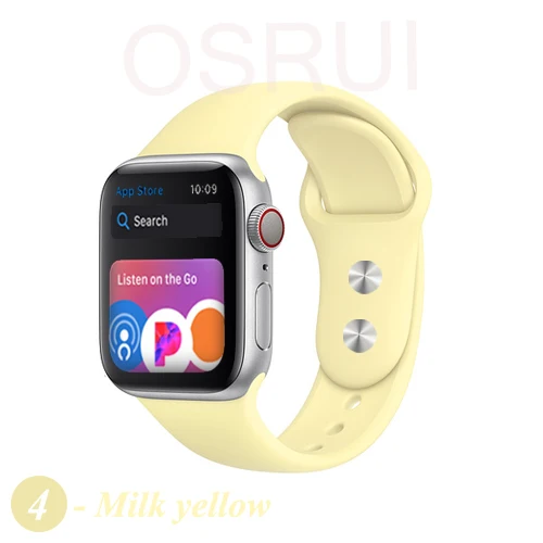 Ремешок для Apple watch группа спорта силикона Корреа 4 44 мм 40 мм iwatch 4 3 2 42mm 38 мм браслет pulseira aple часы 4 аксессуары - Цвет ремешка: 4-Milk yellow