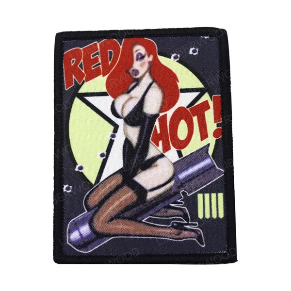 Красный горячий бомбардировщик Pin up Girl Nose Art Morale нашивка Тактическая Военная армейская Аппликация