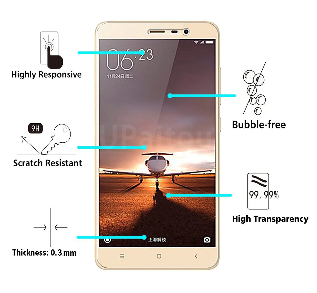 UPaitou 2 шт./упак. премиум класса закаленное стекло для Xiaomi Redmi Note 3 Экран протектор