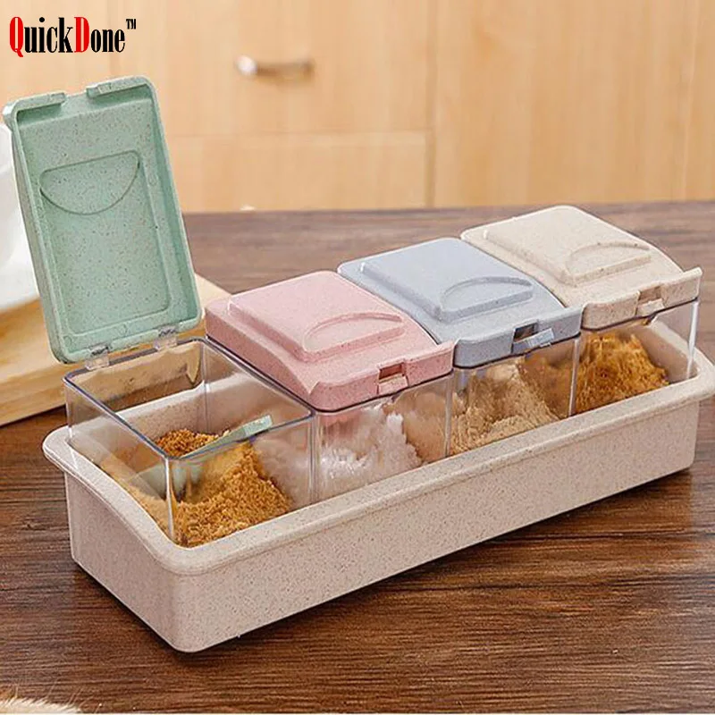 QuickDone 4 вкуса пшеничная соломенная банка для специй набор приправ банки соли