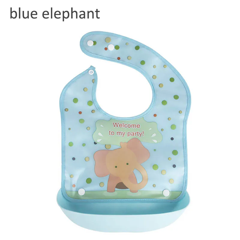 blue elephant Детские нагрудники EVA водонепроницаемые съемные Мультяшные Детские фартуки для Кормление новорожденных Слюнявчики детские слюнявчики полотенца регулируемые борфы - Цвет: blue elephant