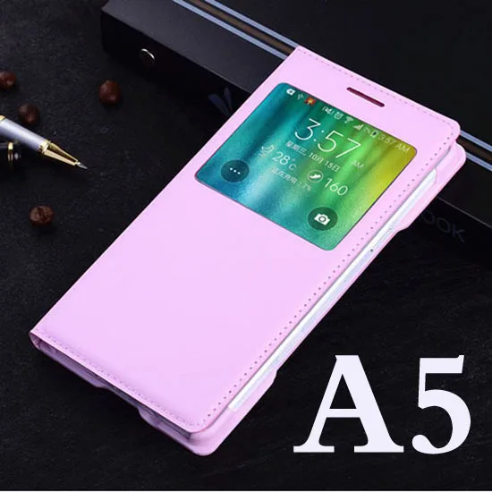 A5 Pink YKSPACE, 6 цветов, умный вид, авто режим сна, пробуждение, откидная крышка из искусственной кожи чехол для samsung Galaxy A5 A7 A500 A700 - Цвет: A5 Pink