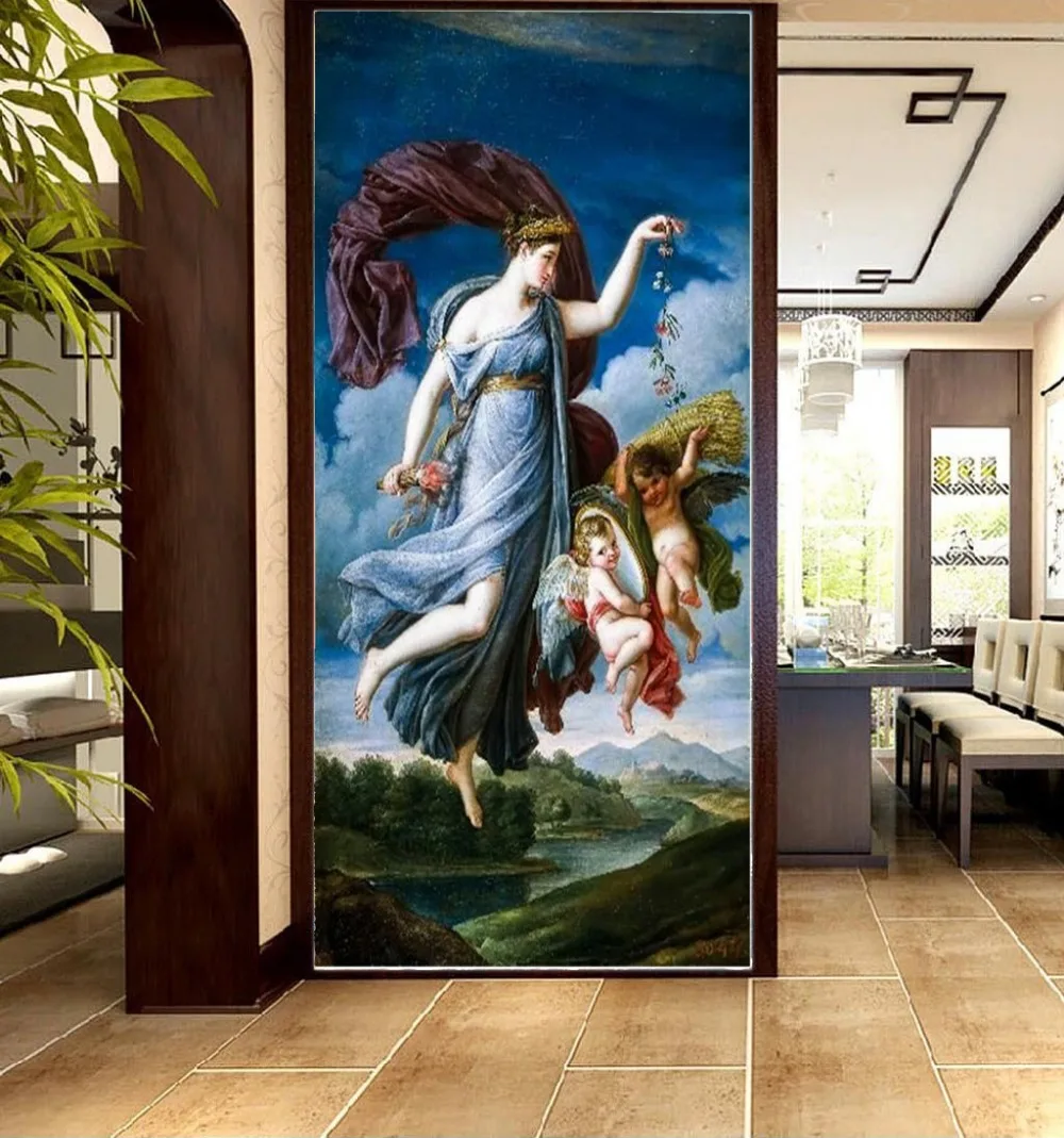 3d обои стены продвижение красивый ангел и маленький фрески на заказ красивые