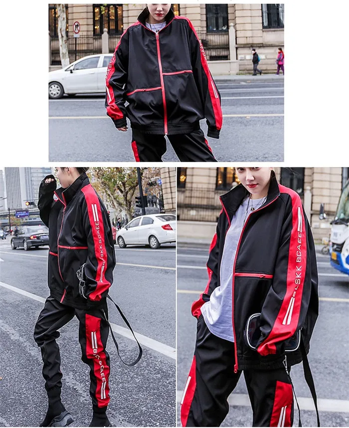 BF, спортивный костюм, женский, цвет, молния, куртка, луч, брюки, толстовка, комплект из двух предметов, весна, большой размер, повседневный спортивный костюм, комплект