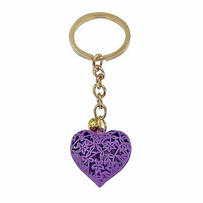purple Вырезанный Романтический Колокольчик в форме сердца ювелирный брелок женский брелок для ключей сумка Подвеска кольцо для ключей с подвеской красочные цвета женские подарки Новинка - Цвет: purple