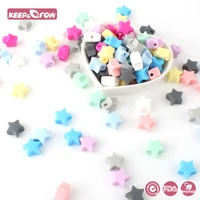 keepgrow 10pcs silicone star beads bpa free baby teething beads chewable silicone teethers infants nursing nipple chain tools