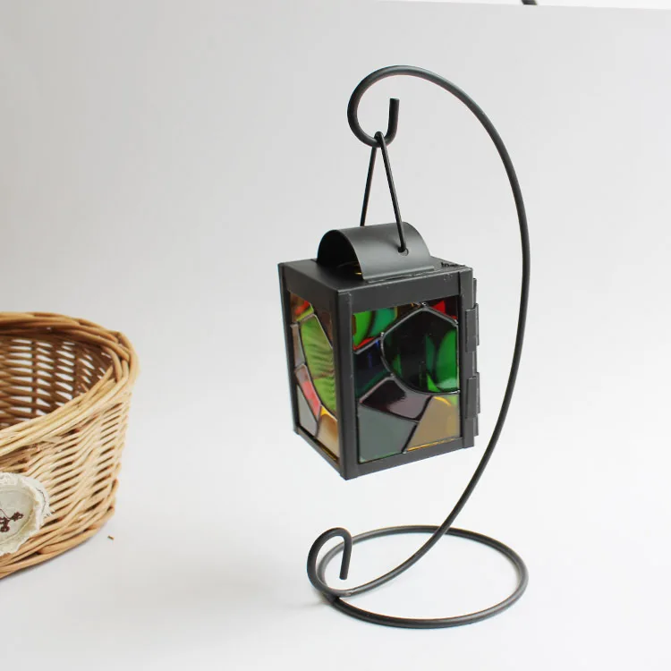 Stained Glass Wrought Iron Candle Holder Home Decor Wedding Gifts ZAKKA Lantern furnishing articles Holders | Дом и сад